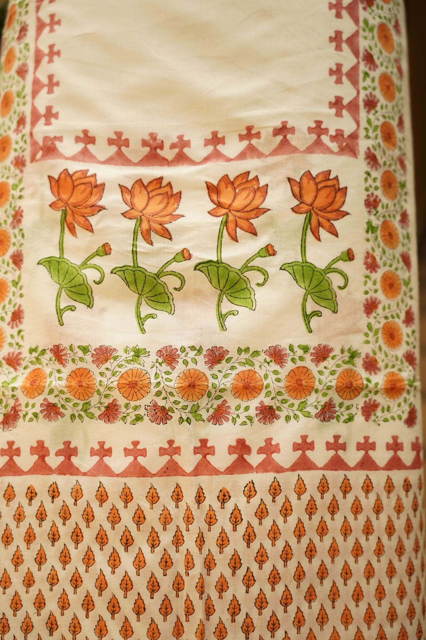 White Pure Cotton Block Printed Suit