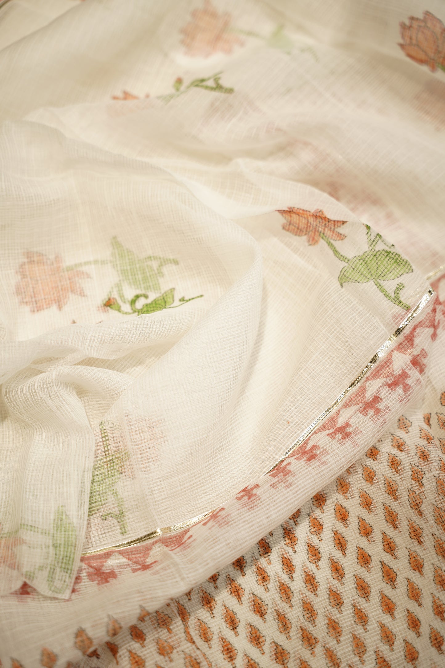 White Pure Cotton Block Printed Suit
