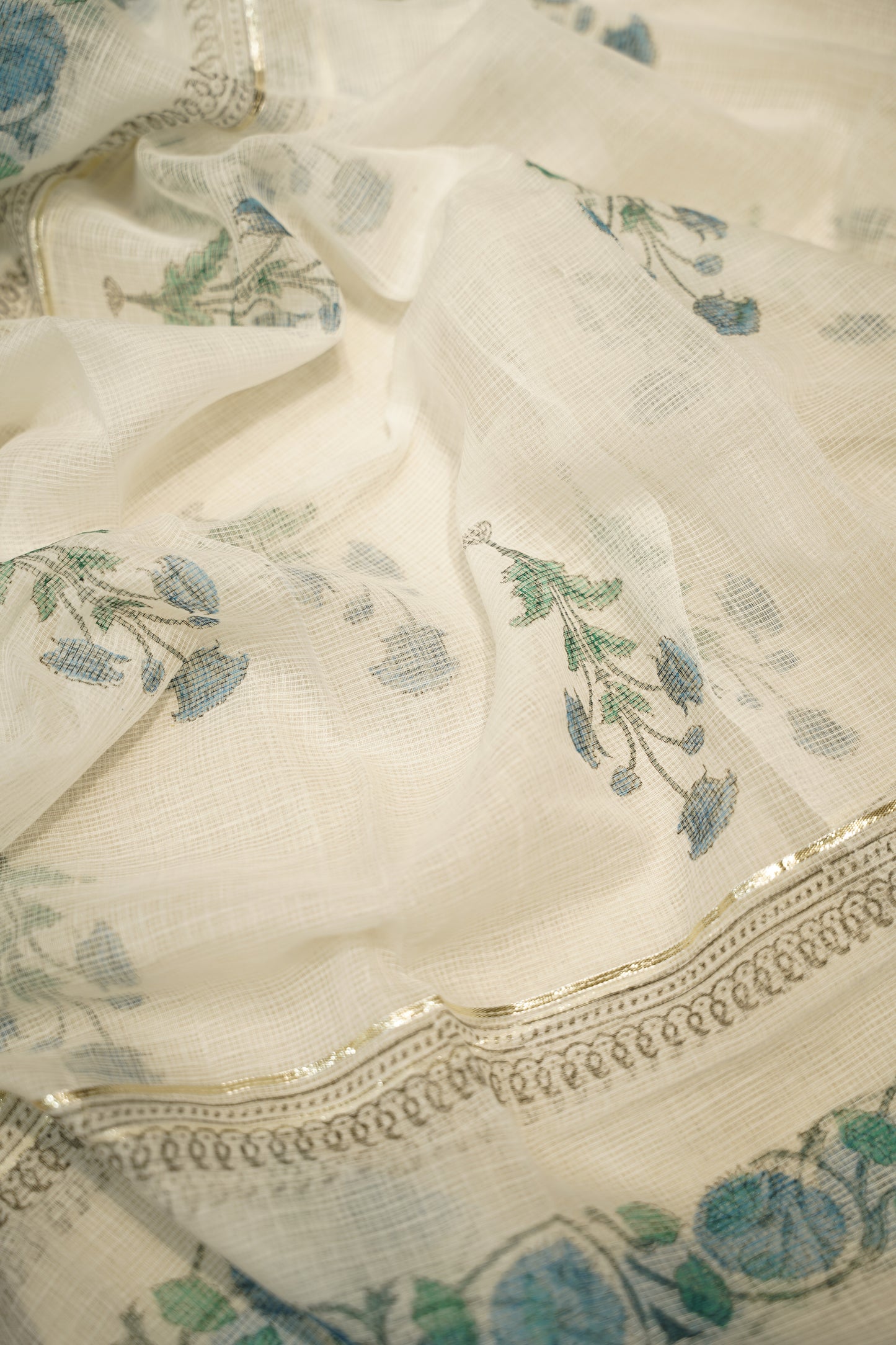 White Pure Cotton Block Printed Suit