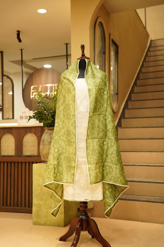 Off White Applique Cotton Suit