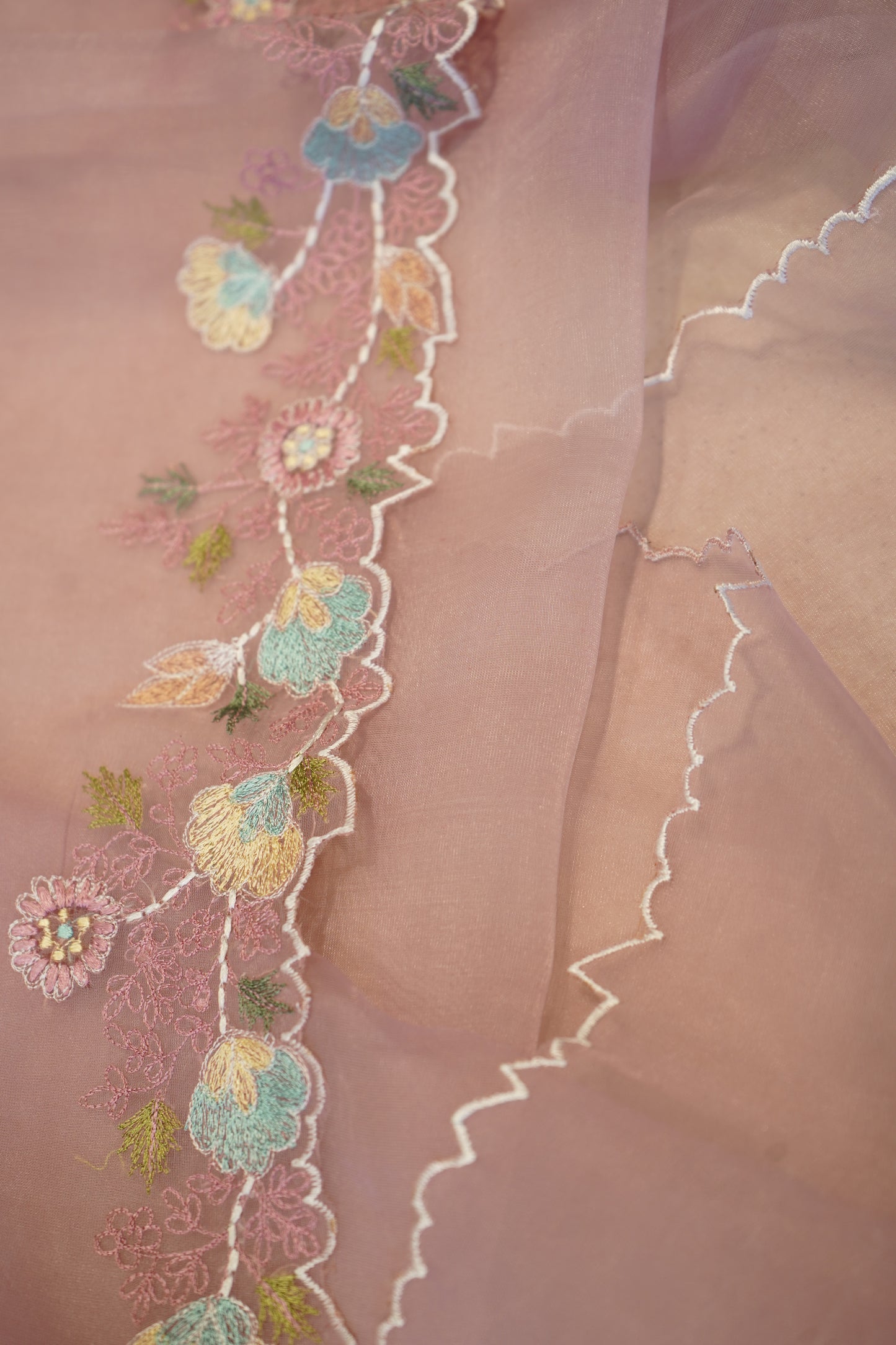 Pink Tissue Suit with Handwork