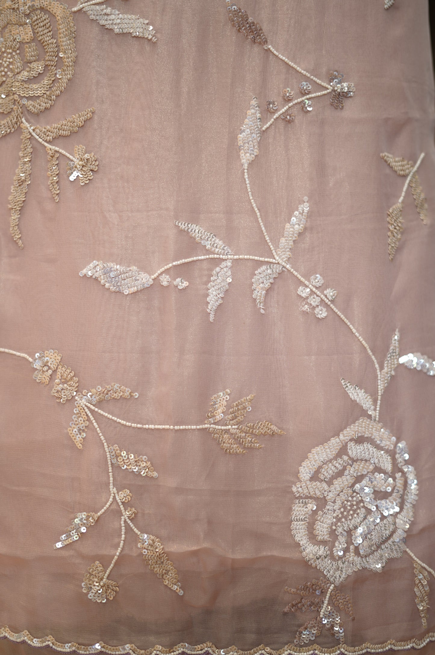 Pink Tissue Organza Suit with Handwork