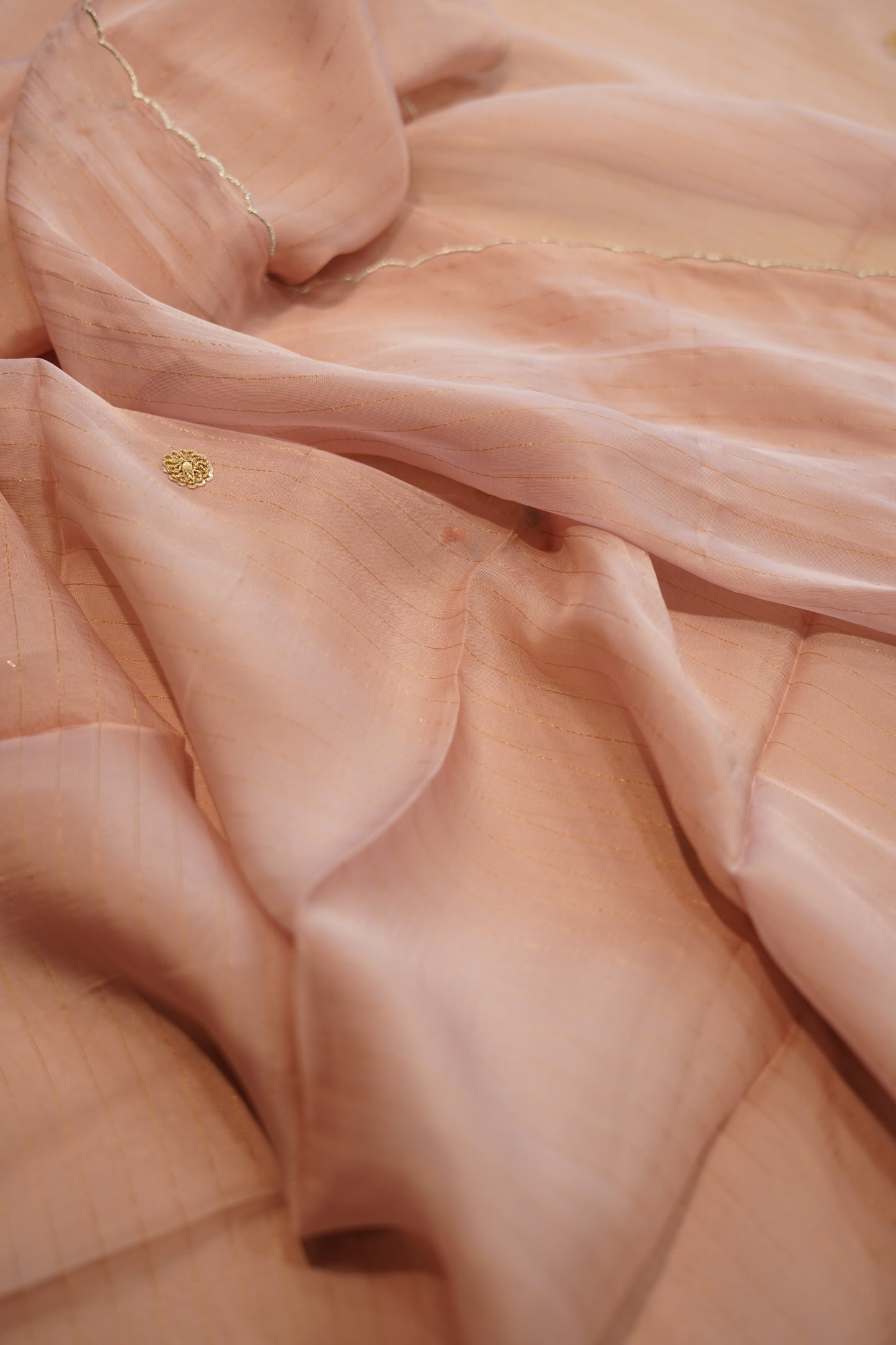 Pink Pure Silk Tissue Suit with Hand Work