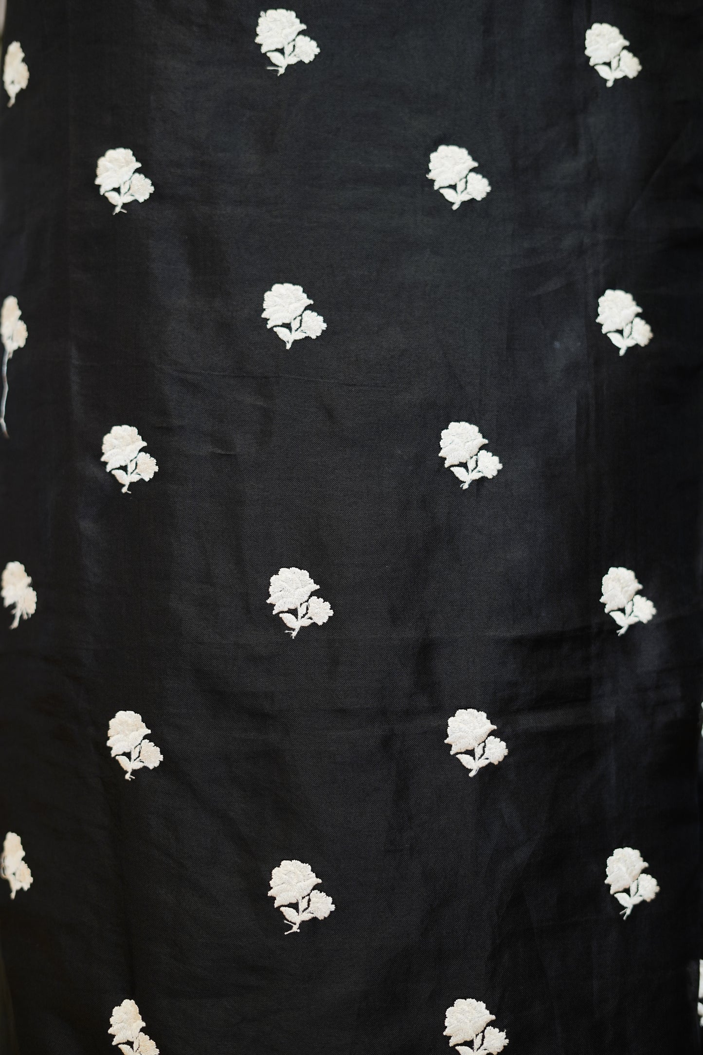 Black Silk Organza Suit with Parsi Embroidery