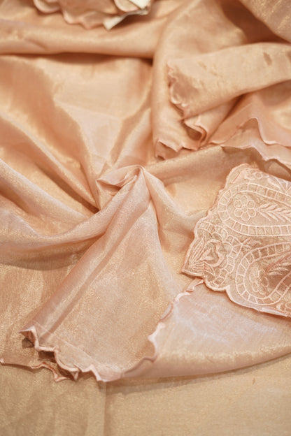 Pink Pure Tissue Embroidered Suit