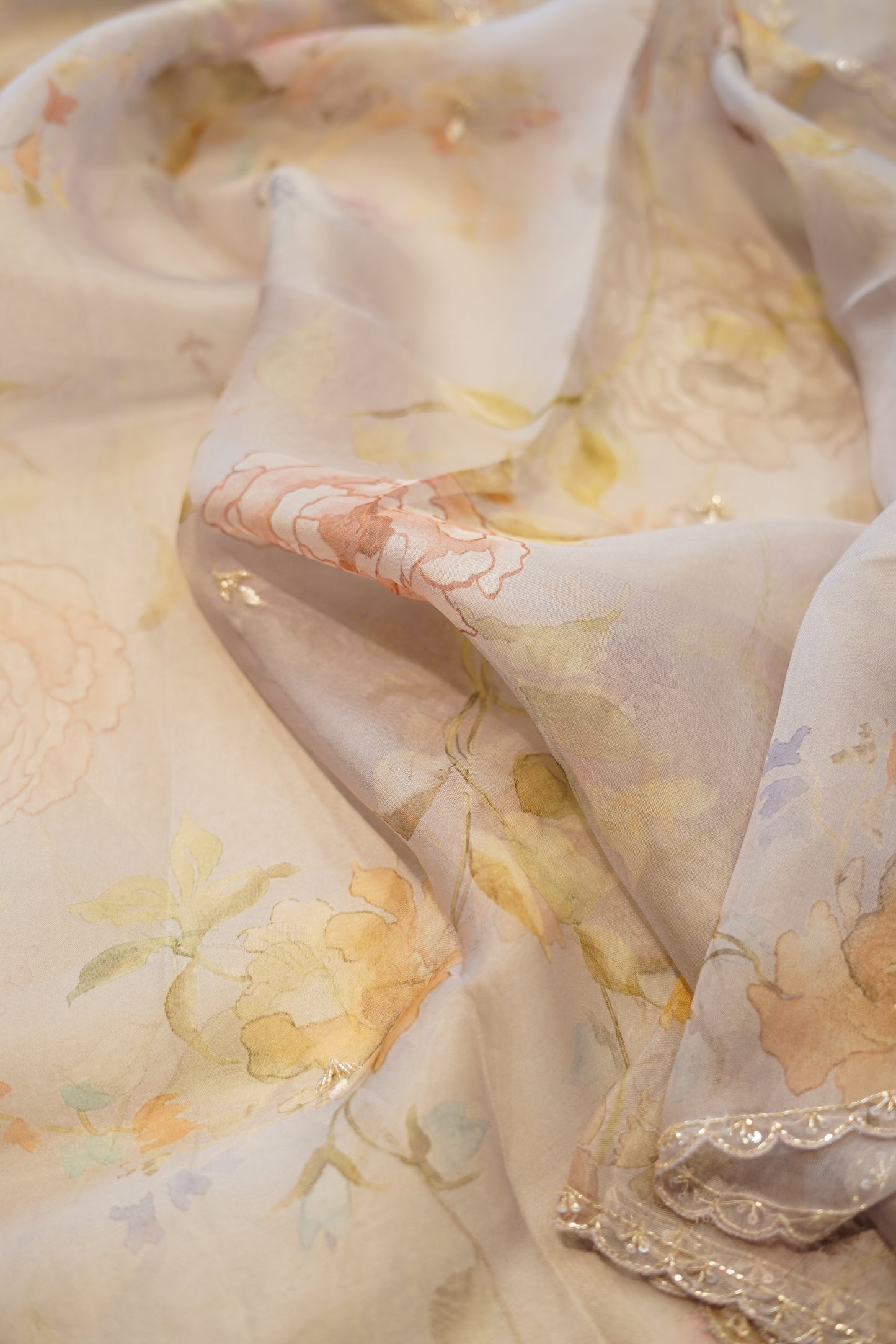 Lavender Pure Crush Tissue Suit with Handwork