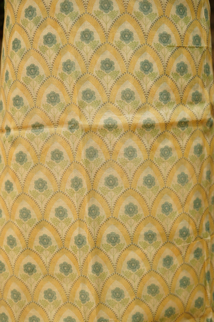 Off White Pure Mul Chanderi Block Printed Suit with Zari Embroidery