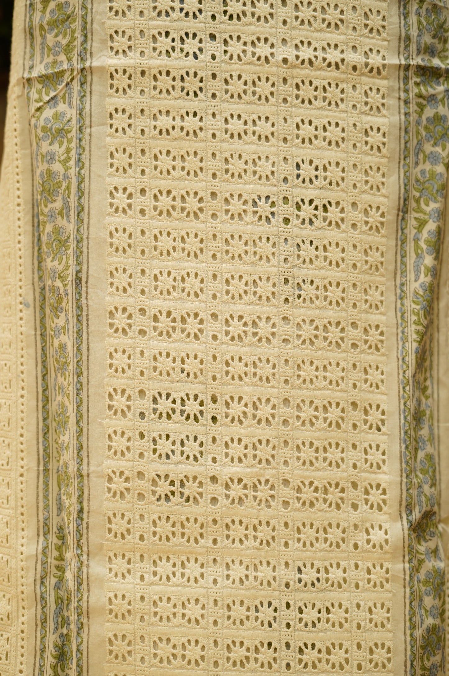 Pure Cotton Block Printed Suit with Cutwork