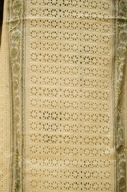Pure Cotton Block Printed Suit with Cutwork