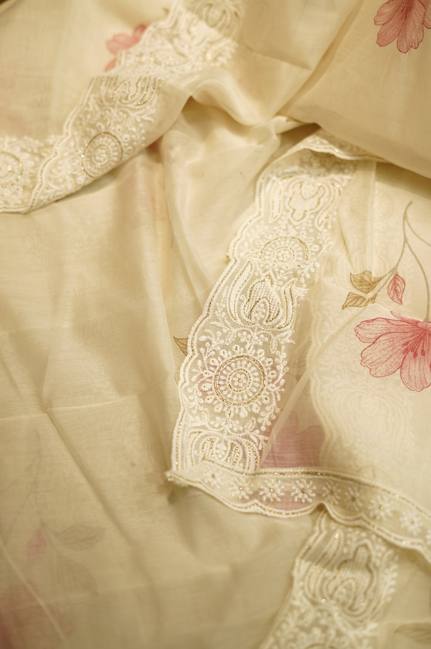 Pure Cotton Block Printed Suit with Cutwork