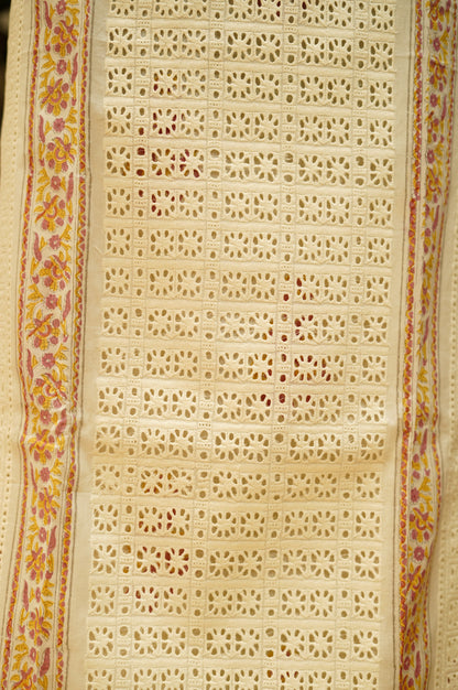 Pure Cotton Block Printed Suit with Cutwork