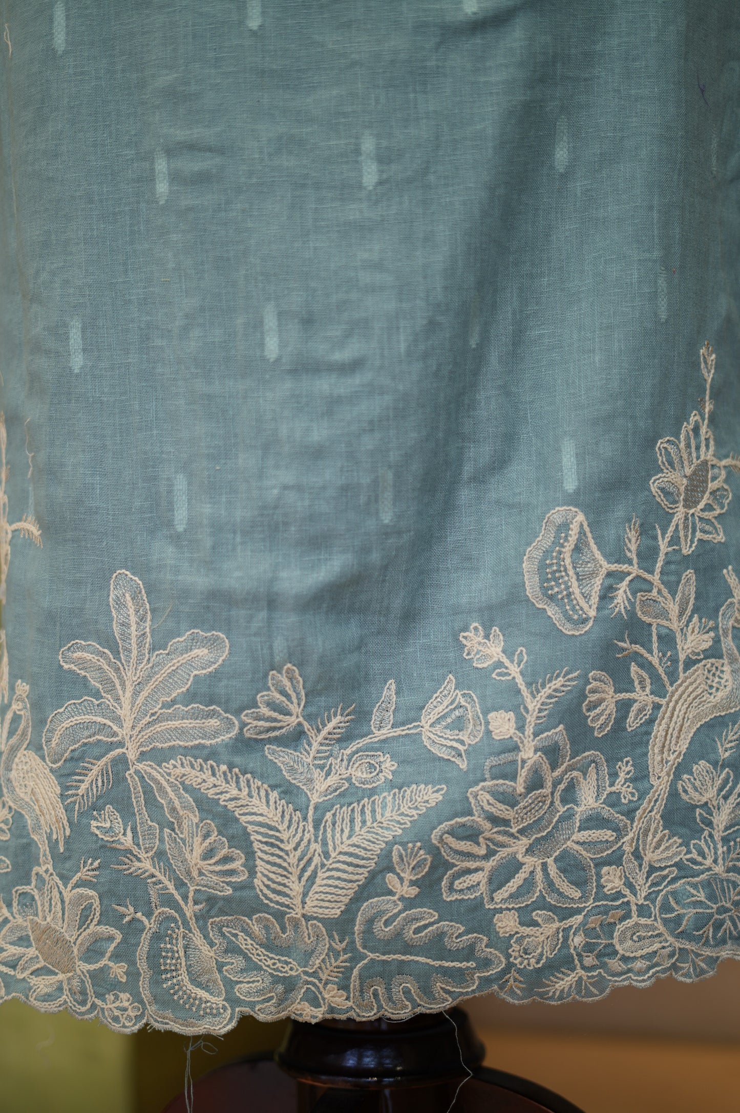 Blue Linen Suit with Coding Embroidery