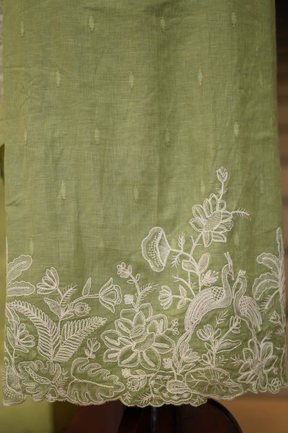 Green Linen Suit with Coding Embroidery