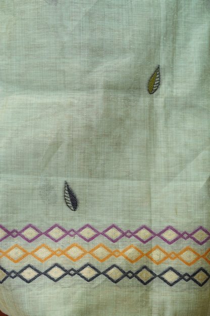 Green Jamdani Chanderi Suit with Handwork