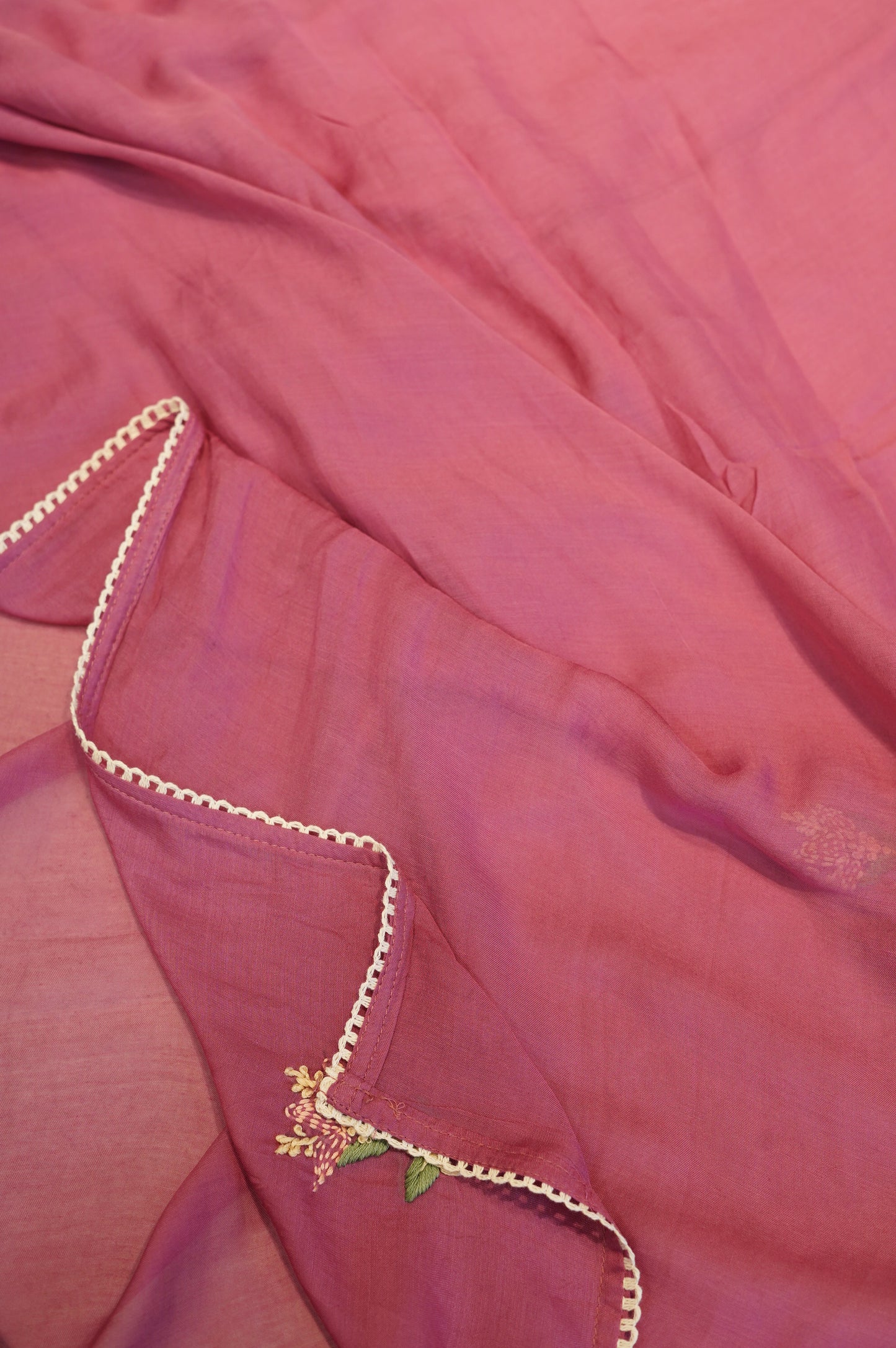 Wine Mul Chanderi Suit with Hand Embroidery