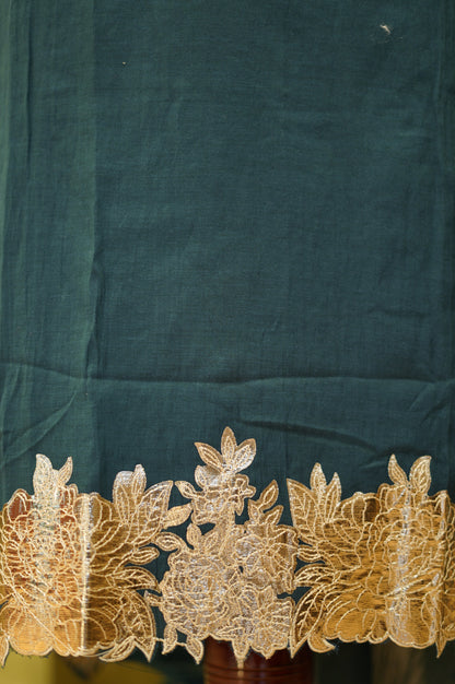 Blue Chanderi Suit with Foil Applique