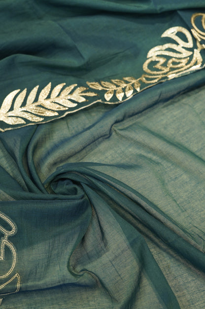 Blue Chanderi Suit with Foil Applique