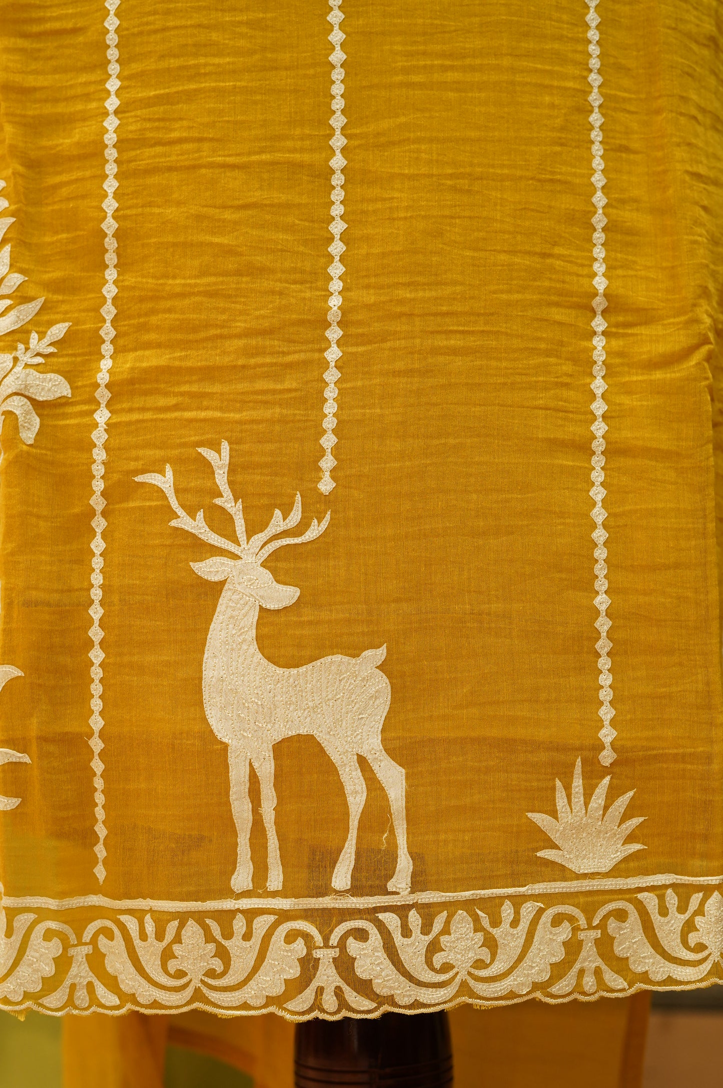 Mustard Mul Chanderi Suit with Applique Work