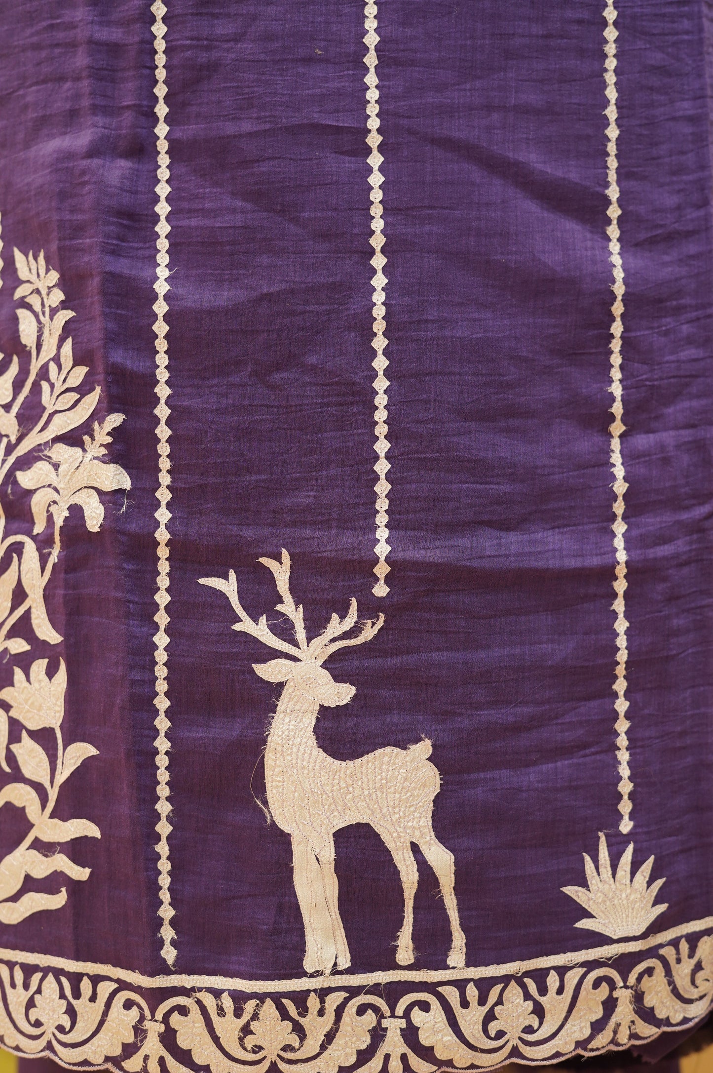 Blue Mul Chanderi Suit with Applique Work