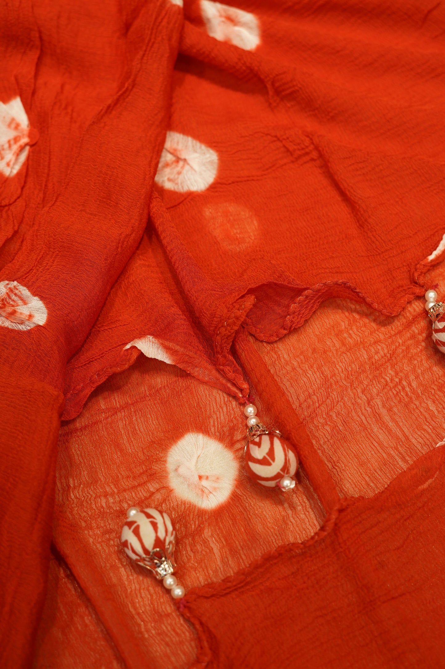 Red Cotton Printed Suit with Hand Work