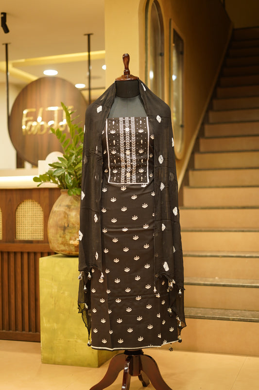 Black Printed Cotton Suit