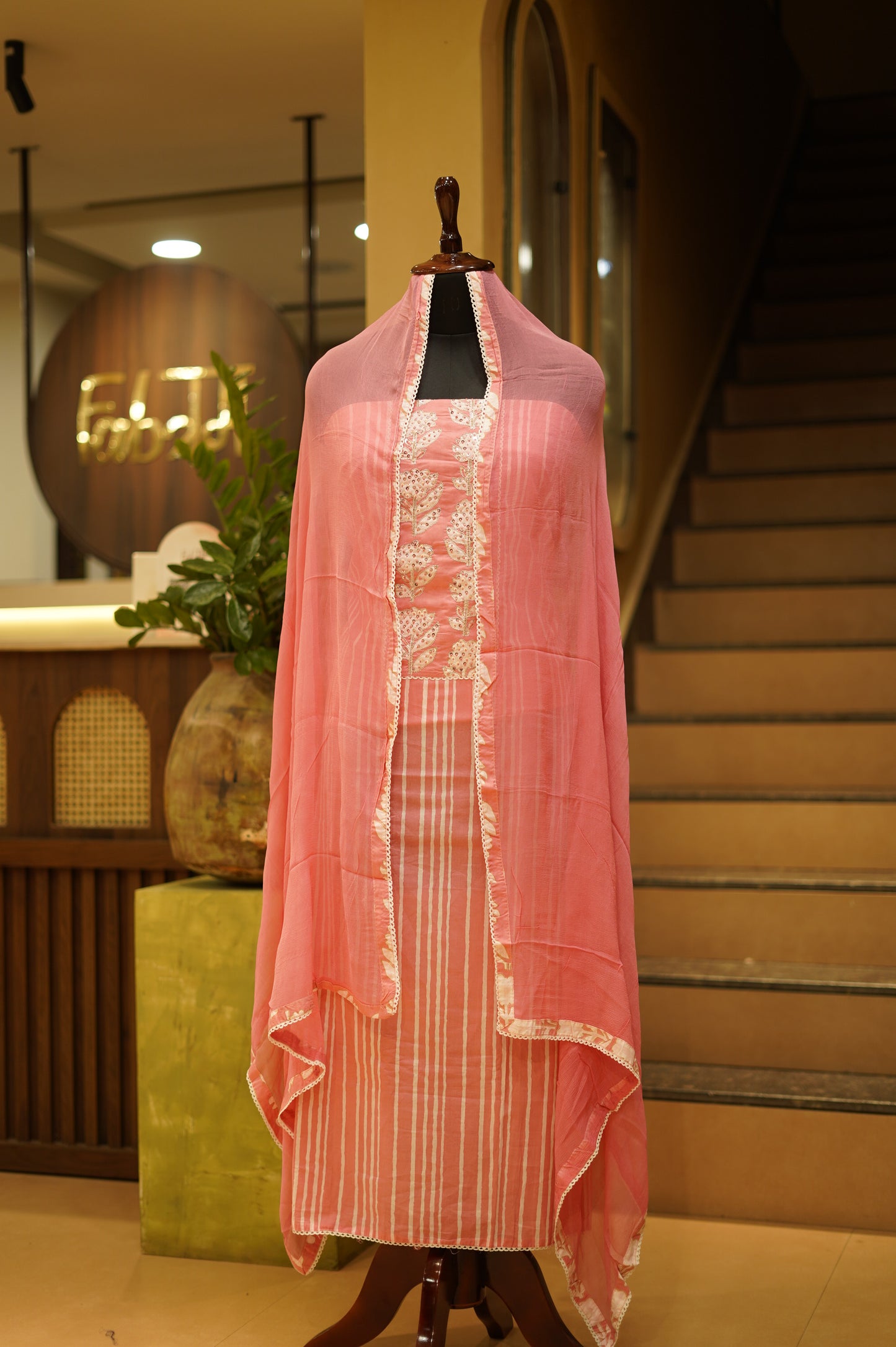 Pink Printed Cotton Suit