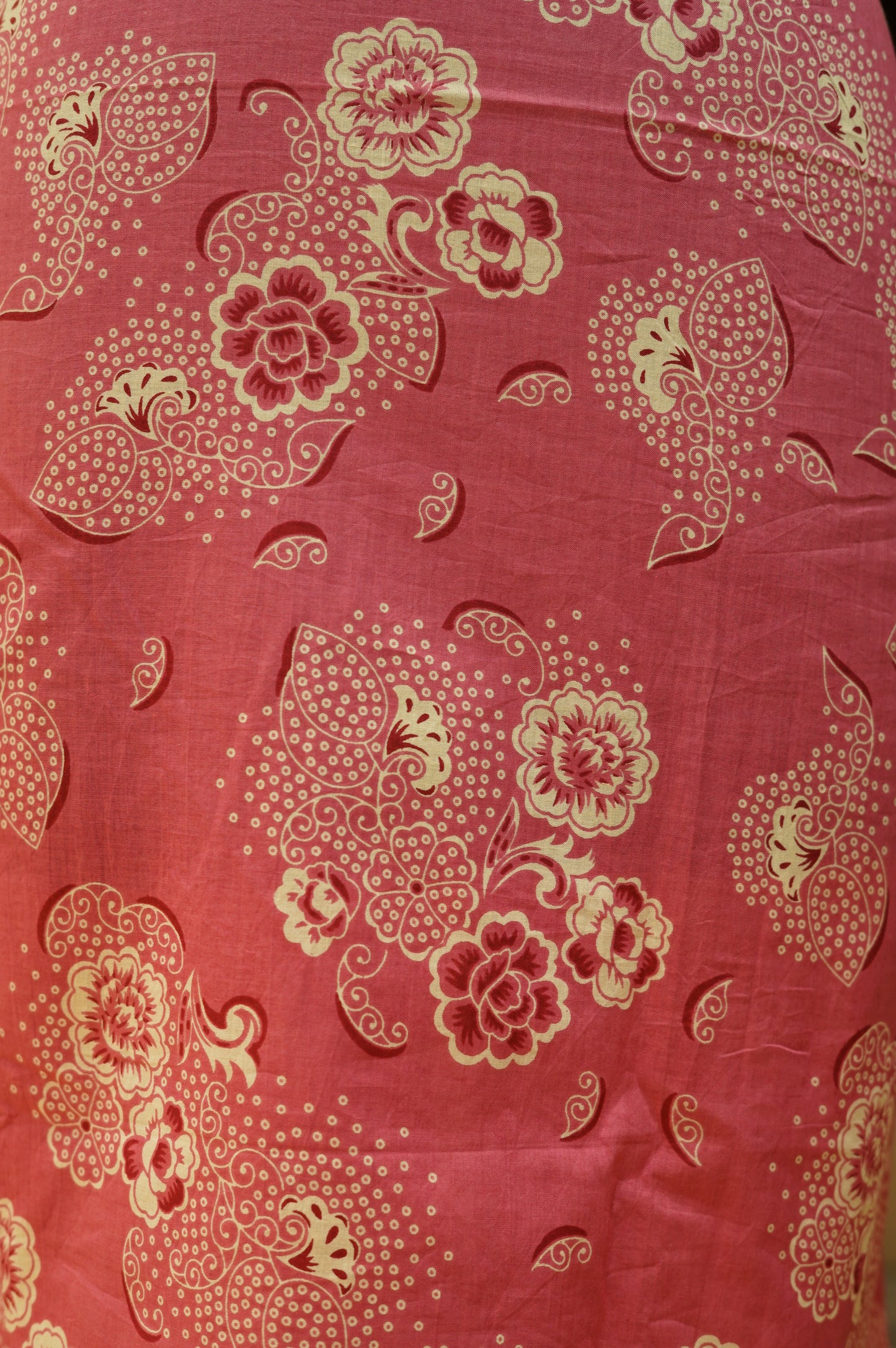 Pink Cotton Printed Suit with Handwork