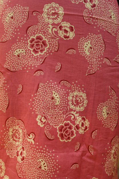 Pink Cotton Printed Suit with Handwork