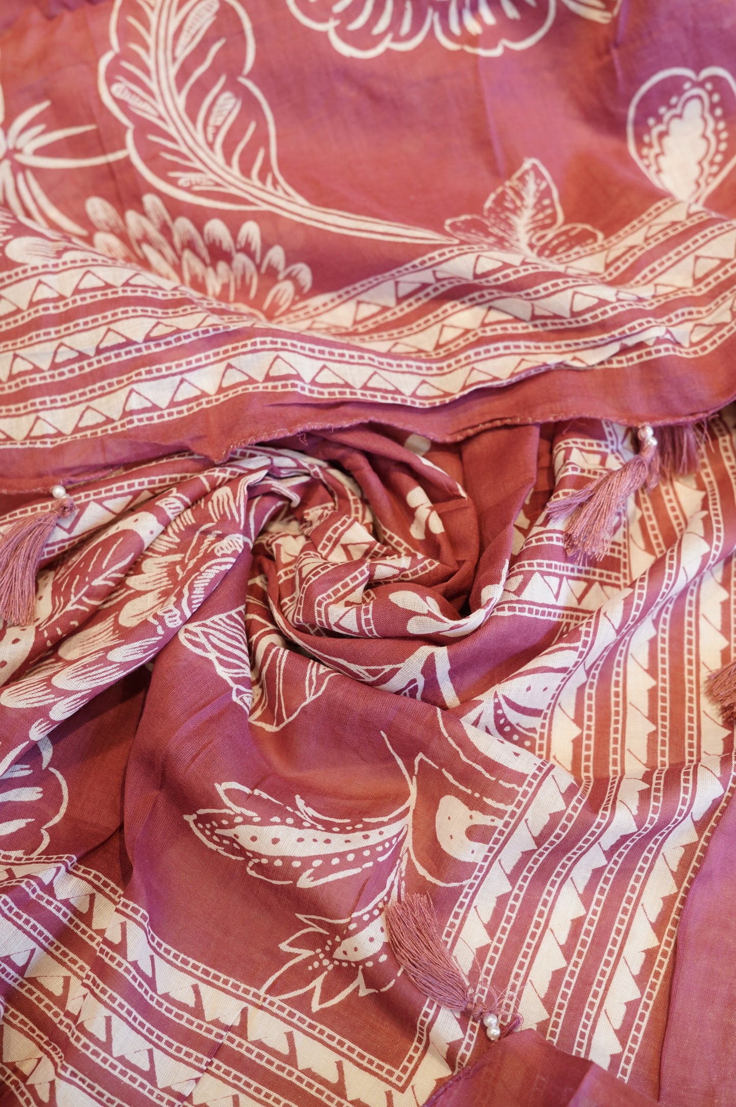 Pink Cotton Printed Suit