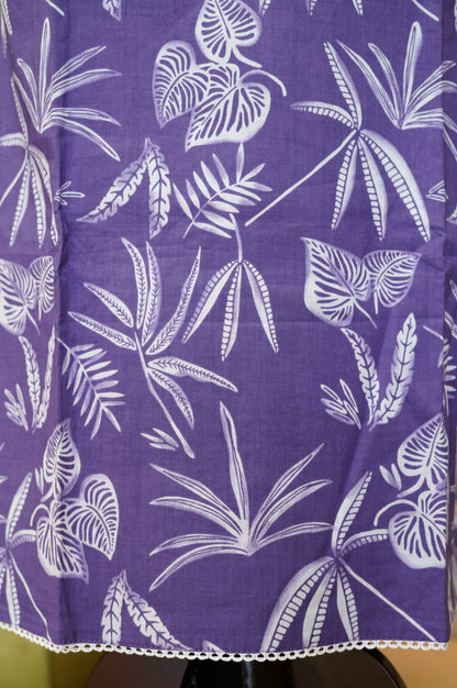 Purple Cotton Printed Suit