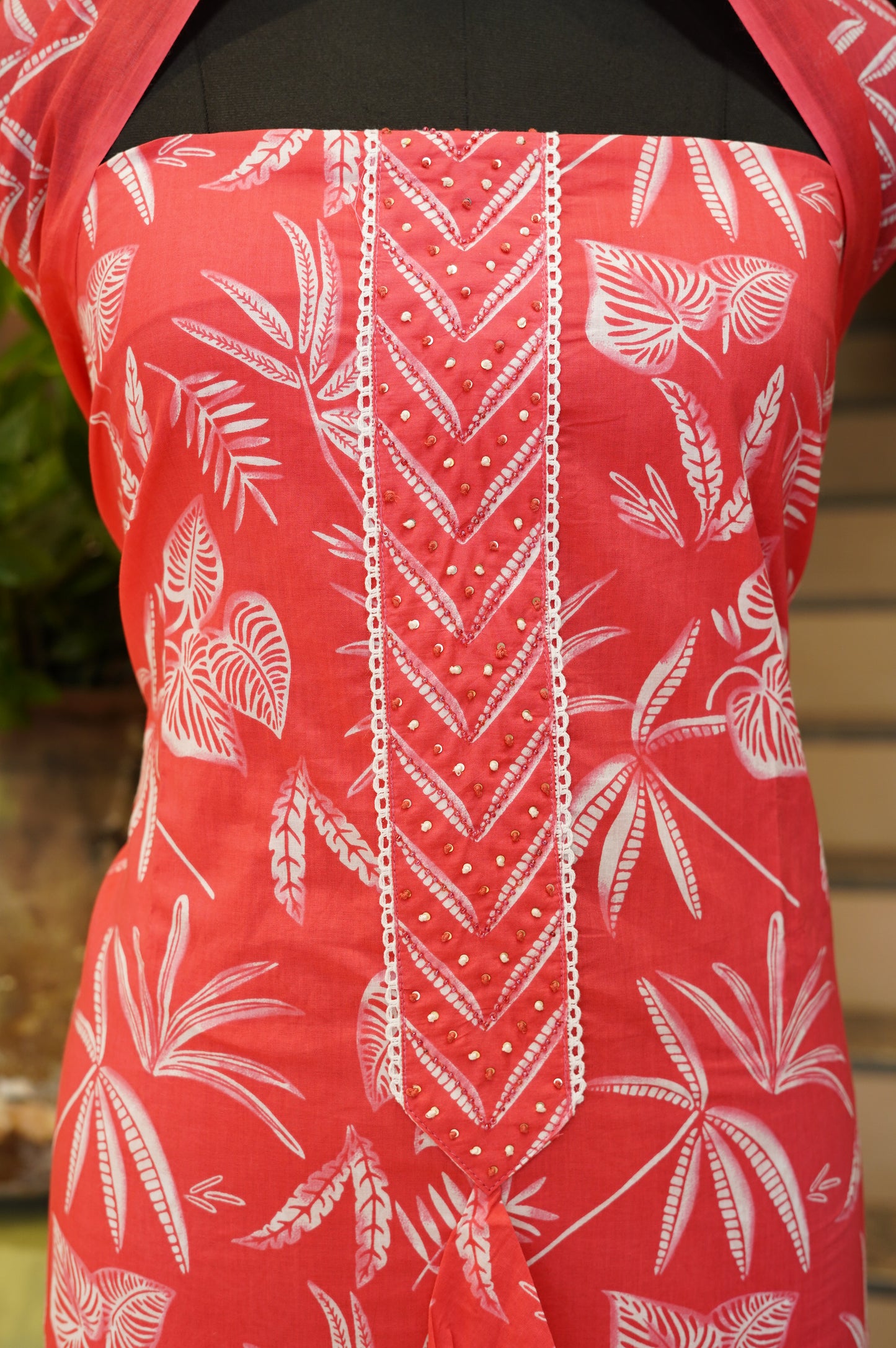 Pink Cotton Printed Suit