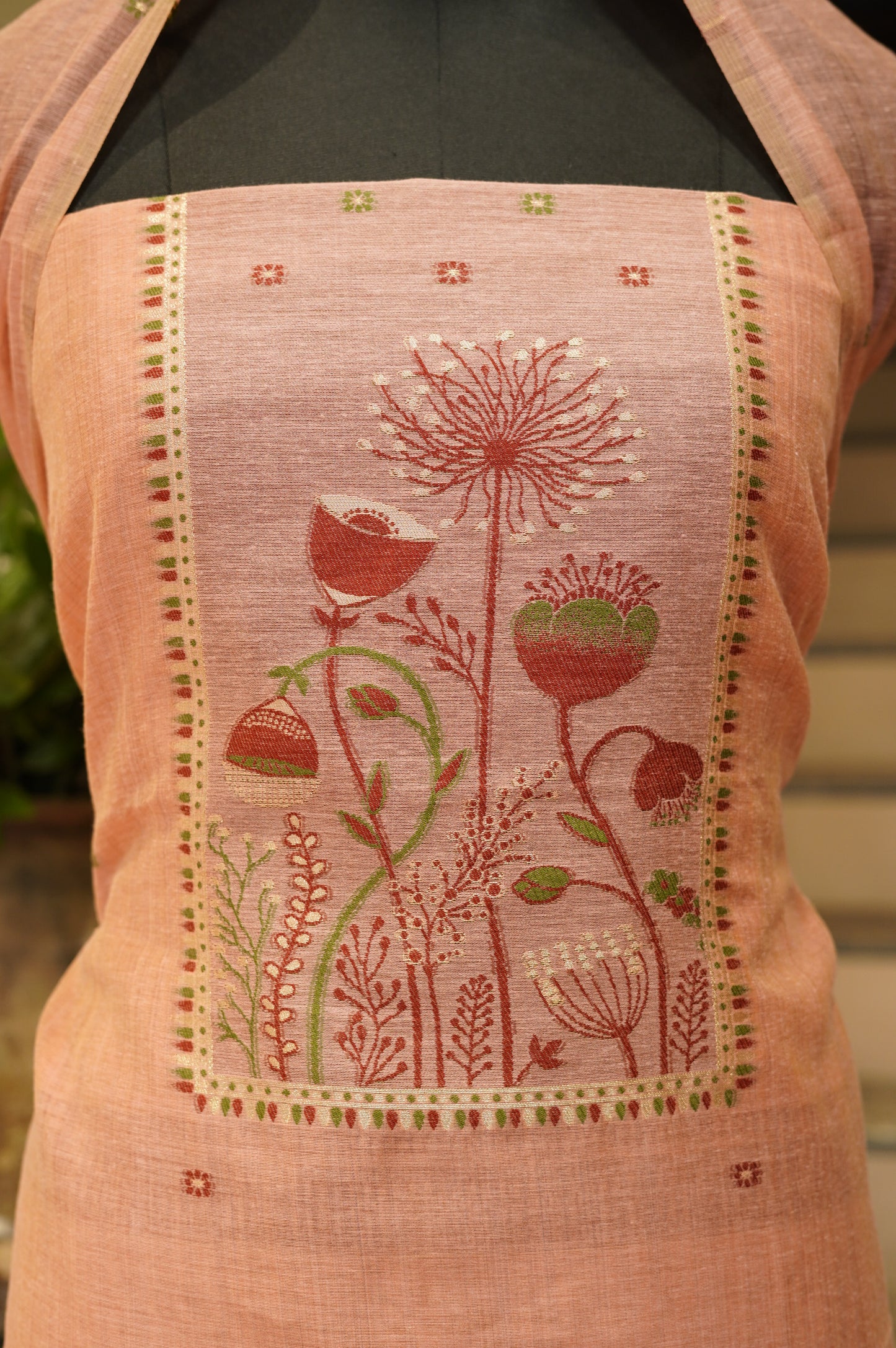 Pink Jamdani Chanderi Suit