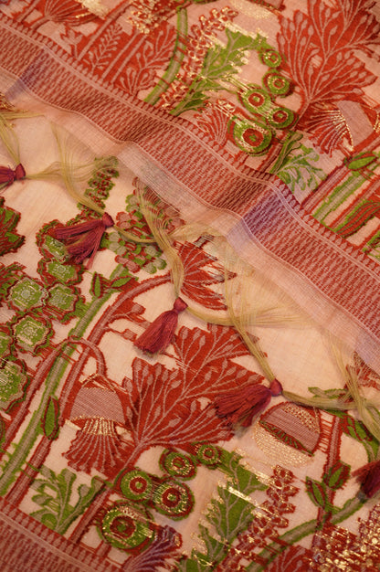 Pink Jamdani Chanderi Suit