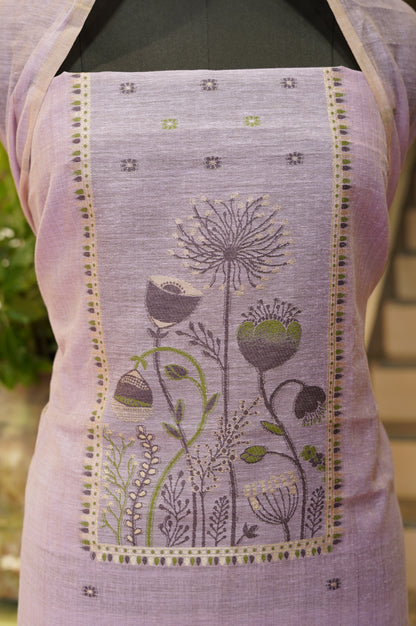 Purple Jamdani Chanderi Suit
