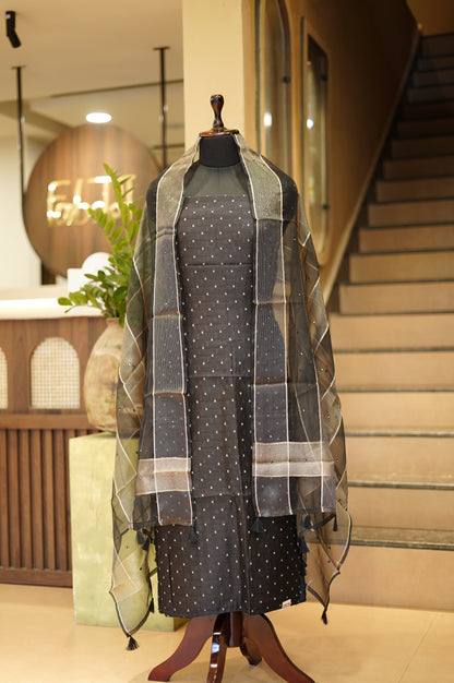 Black Pure Banarasi Chanderi