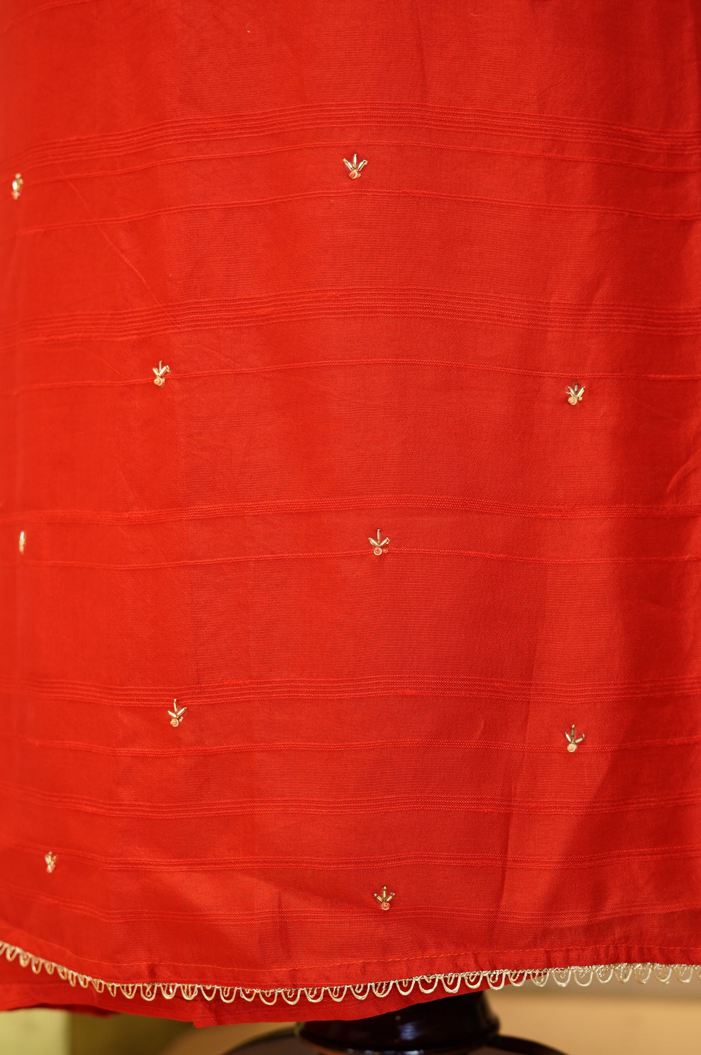 Mehroonish Red Banarasi Dola Silk Suit with Handwork