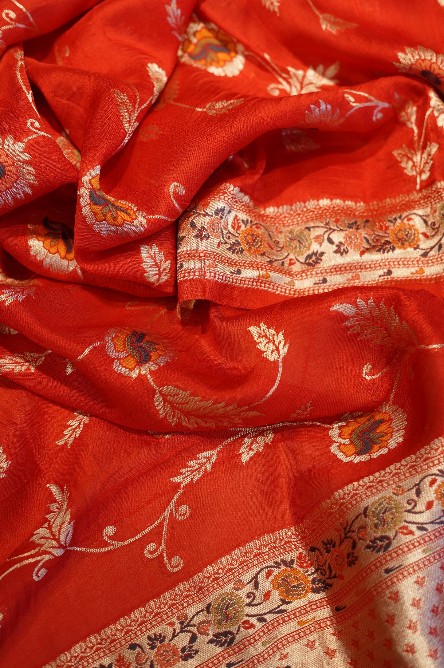 Mehroonish Red Banarasi Dola Silk Suit with Handwork
