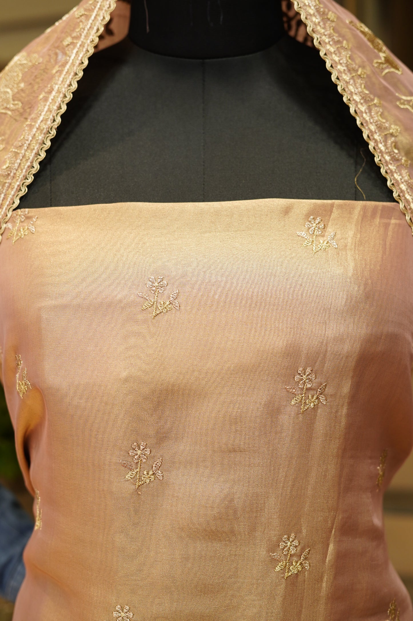 Dusty Brown Tissue Embroidered Suit