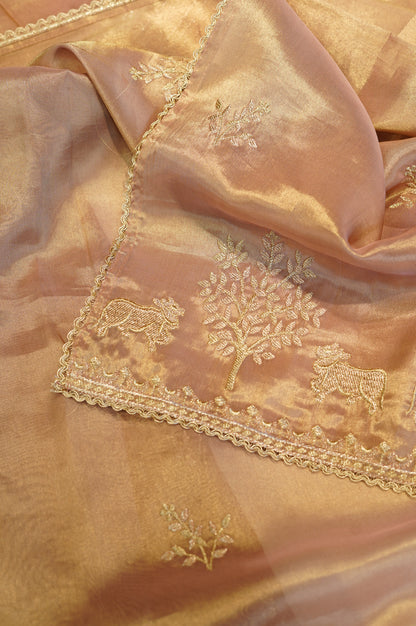 Dusty Brown Tissue Embroidered Suit