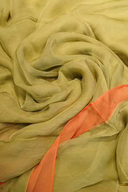 Green Chanderi Suit with Applique and Handwork