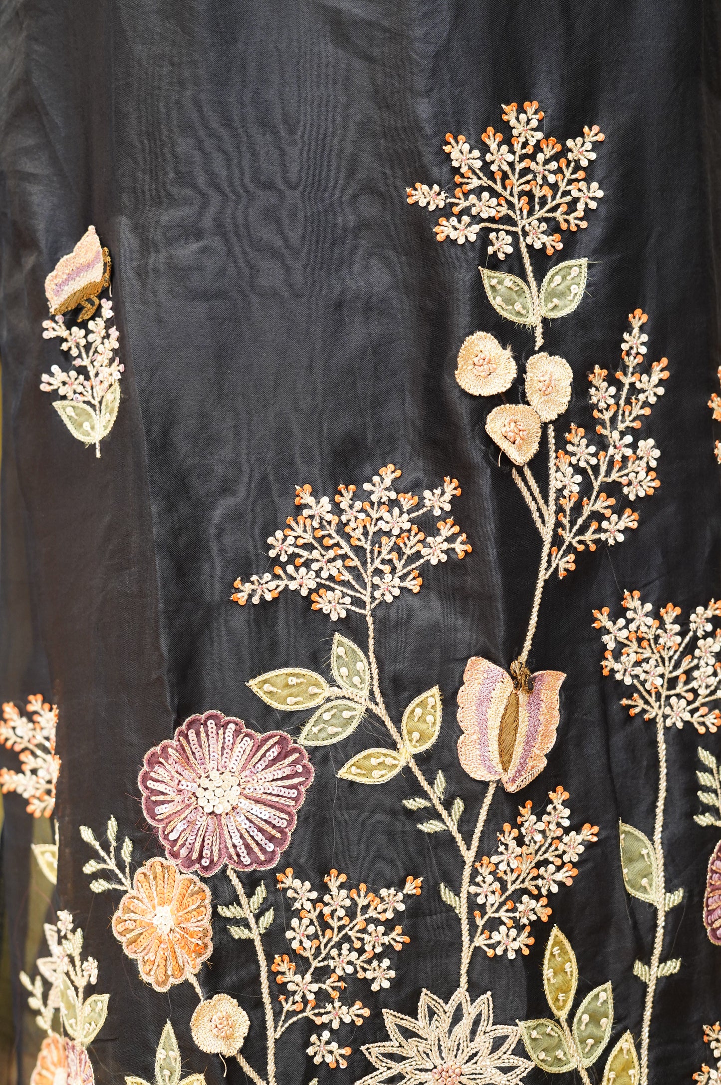 Dark Blue Silk Organza Suit with Handwork