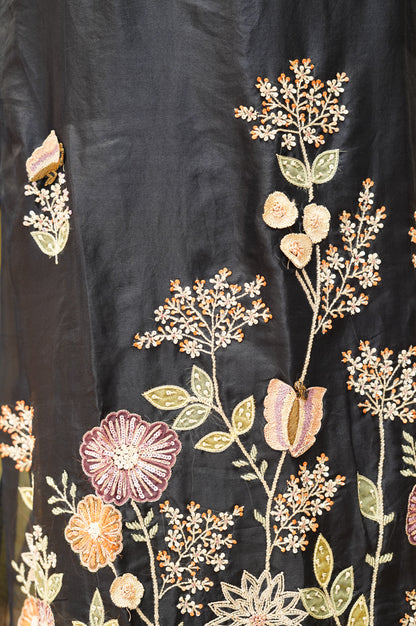 Dark Blue Silk Organza Suit with Handwork