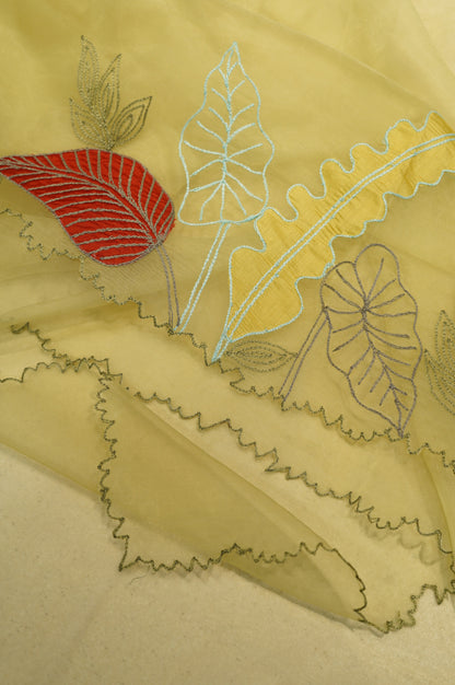 Green Embroidered Chanderi Suit with Applique Work