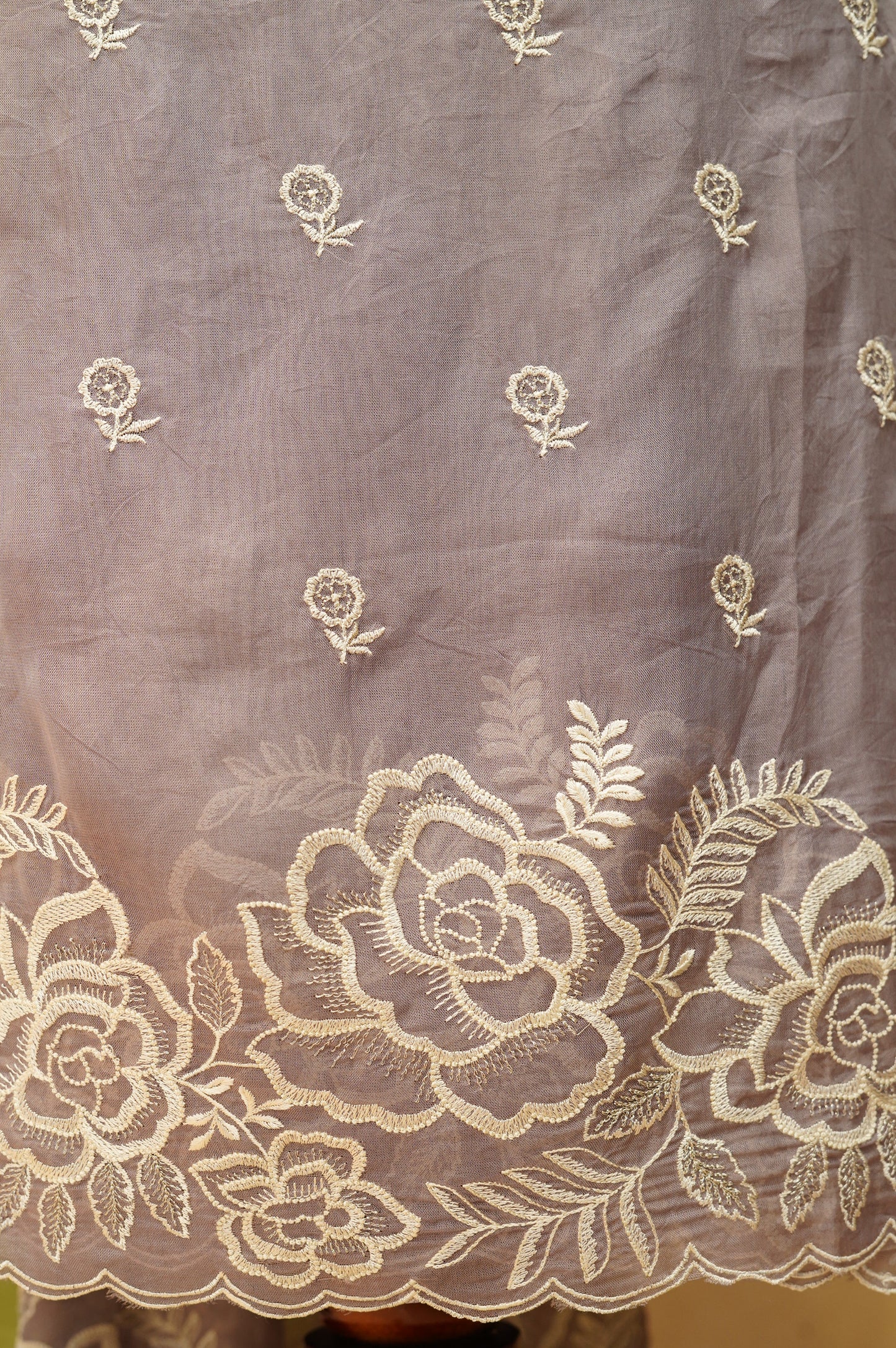 Lavender Organza Suit with Embroidery