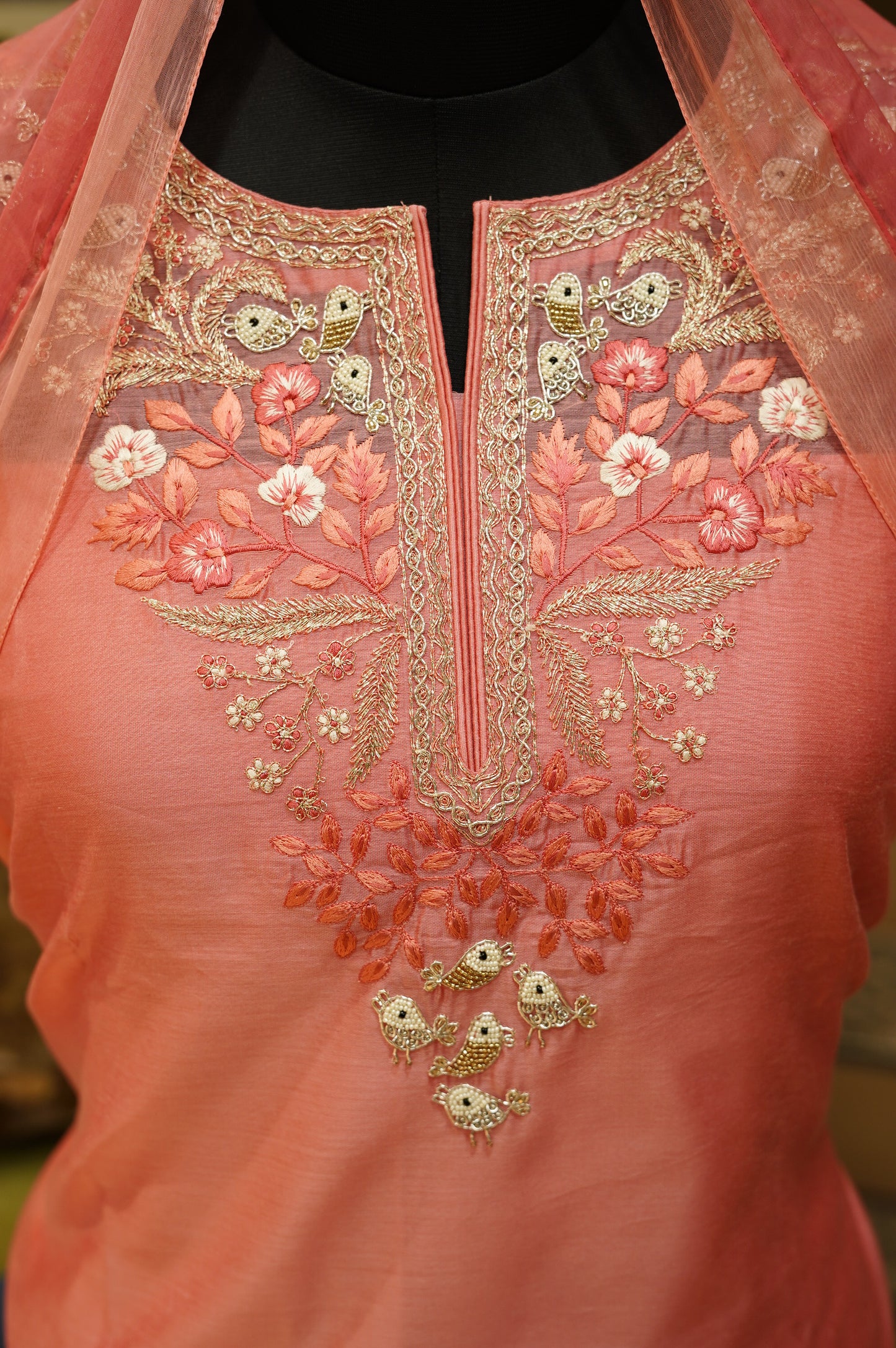 Pink Chanderi Suit with Handwork