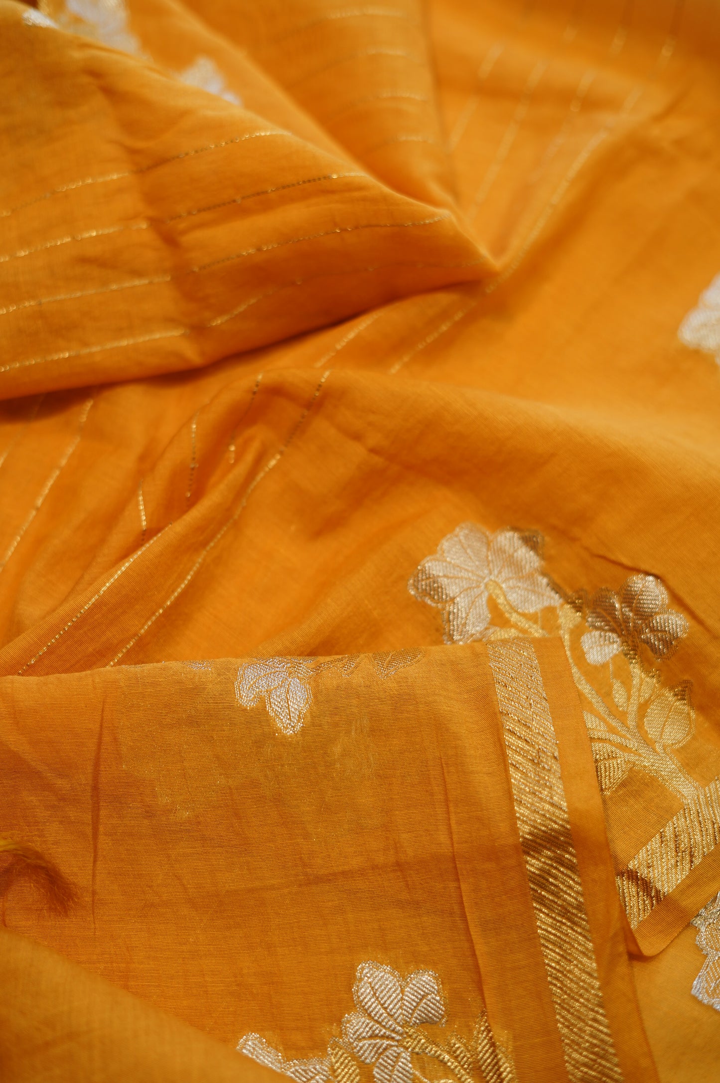 Mustard Mul Chanderi Suit Handwork