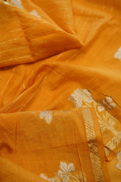 Mustard Mul Chanderi Suit Handwork