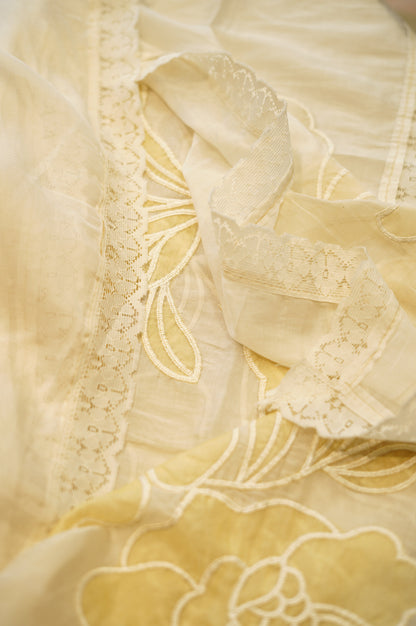 White Mul Chanderi Suit with Applique  Work