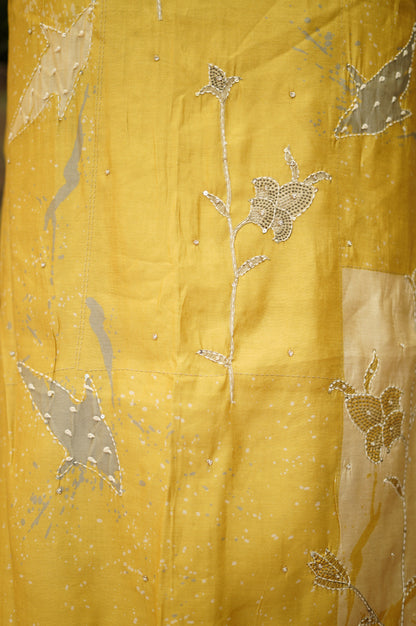 Printed Muslin Suit with Katha Work