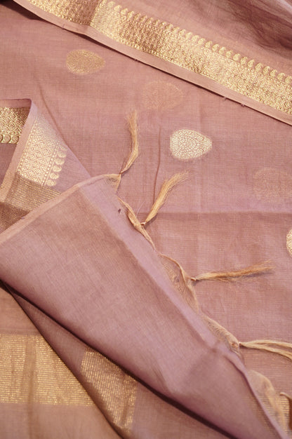 Purple Muslin Suit with Applique Work